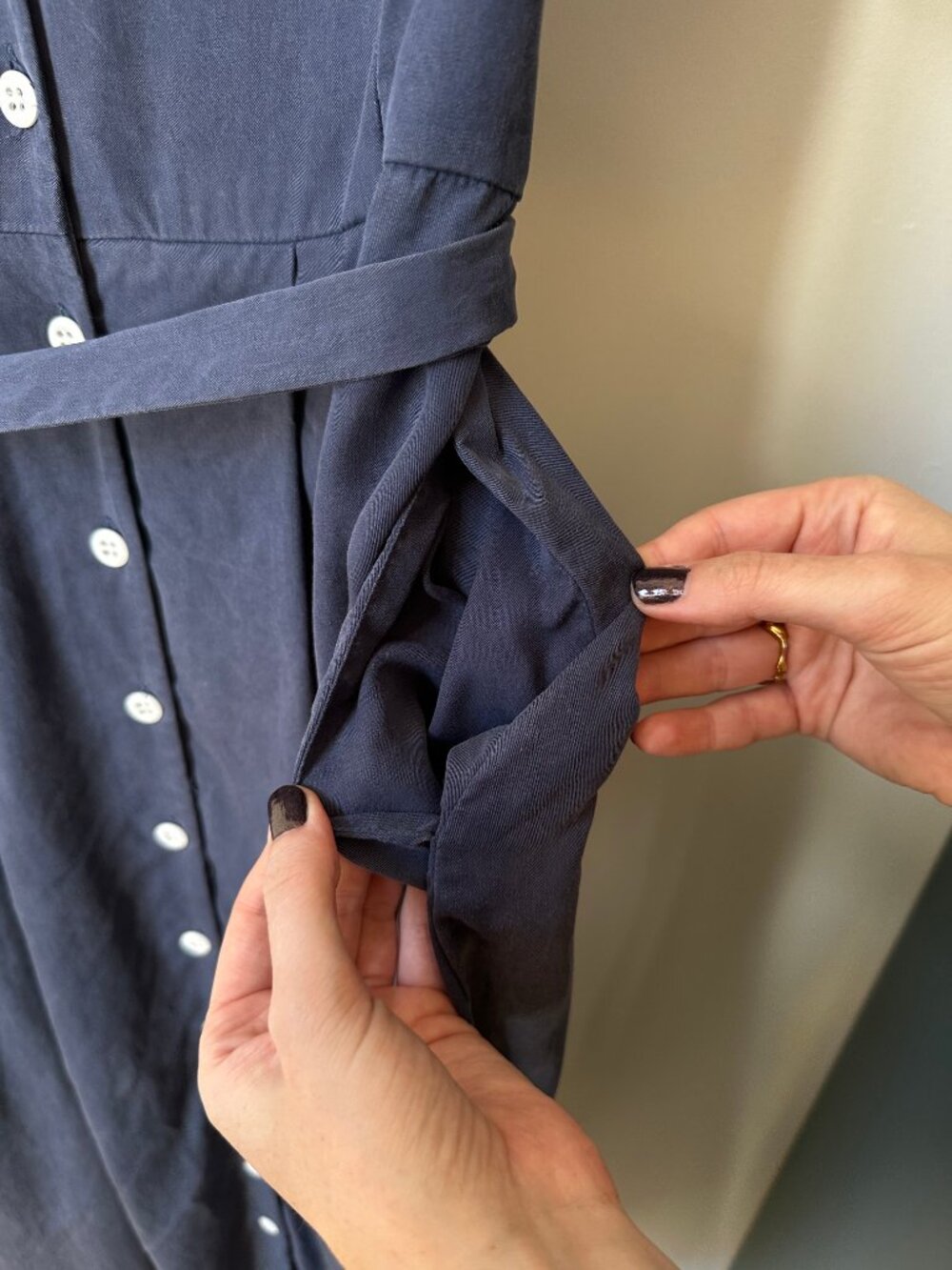 Vetta Capsule Button Up Midi Dress in Navy Blue - Picture 8 of 9
